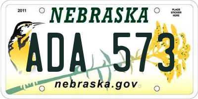 NE license plate ADA573