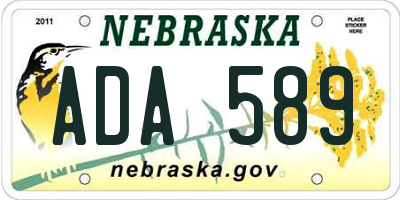 NE license plate ADA589