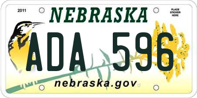 NE license plate ADA596