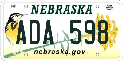 NE license plate ADA598