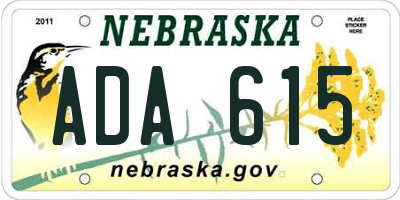 NE license plate ADA615