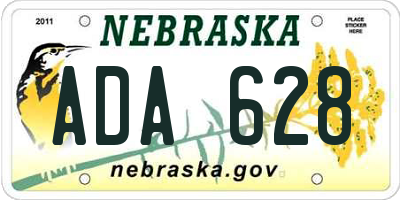NE license plate ADA628