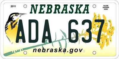 NE license plate ADA637