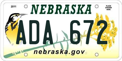 NE license plate ADA672
