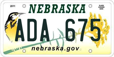 NE license plate ADA675