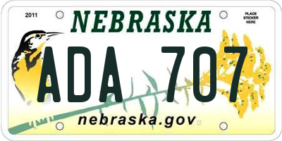 NE license plate ADA707
