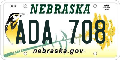 NE license plate ADA708