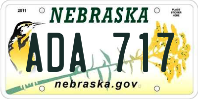 NE license plate ADA717