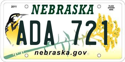 NE license plate ADA721