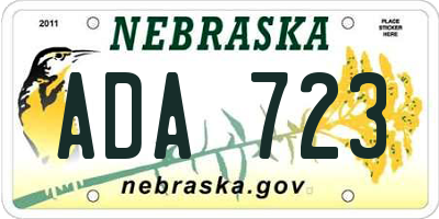 NE license plate ADA723