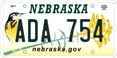 NE license plate ADA754