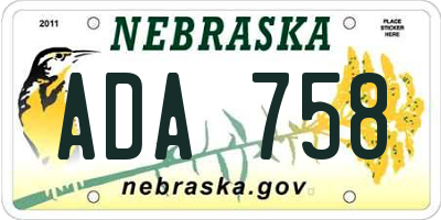 NE license plate ADA758