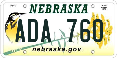 NE license plate ADA760