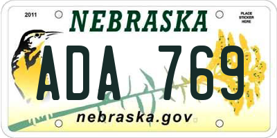 NE license plate ADA769