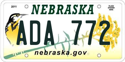NE license plate ADA772