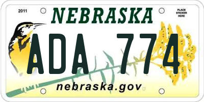 NE license plate ADA774