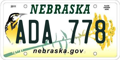 NE license plate ADA778