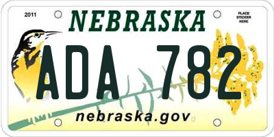 NE license plate ADA782