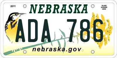 NE license plate ADA786