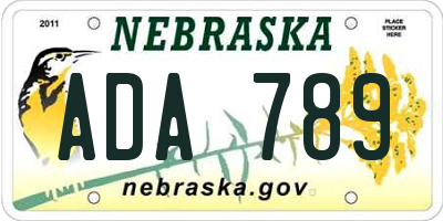 NE license plate ADA789