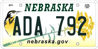 NE license plate ADA792