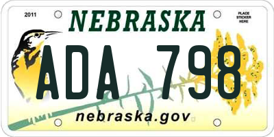 NE license plate ADA798