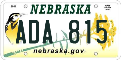NE license plate ADA815