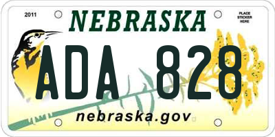 NE license plate ADA828