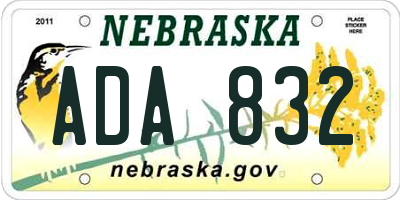 NE license plate ADA832