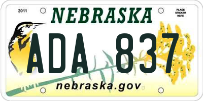 NE license plate ADA837