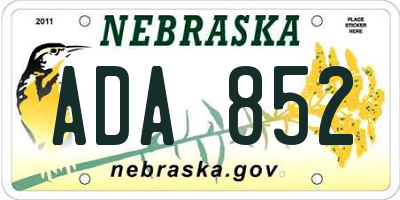 NE license plate ADA852
