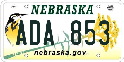 NE license plate ADA853