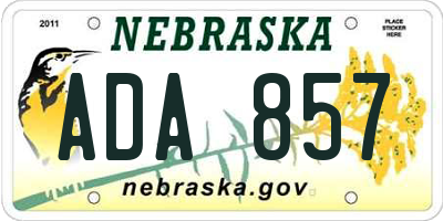 NE license plate ADA857