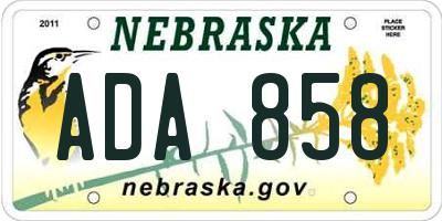 NE license plate ADA858