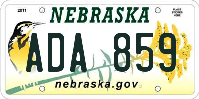 NE license plate ADA859