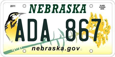 NE license plate ADA867
