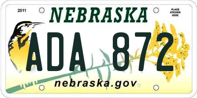NE license plate ADA872