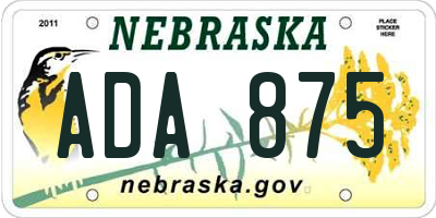 NE license plate ADA875