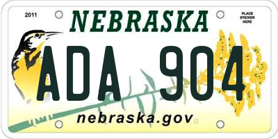 NE license plate ADA904
