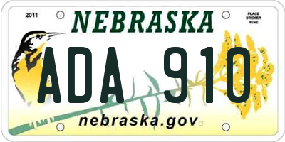 NE license plate ADA910