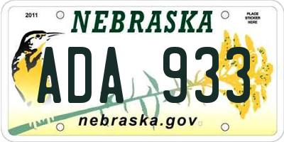 NE license plate ADA933