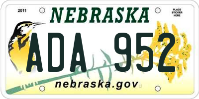 NE license plate ADA952