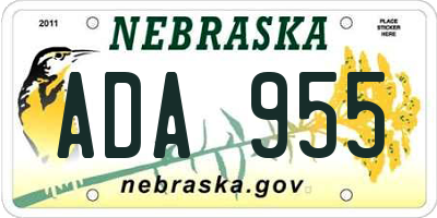 NE license plate ADA955