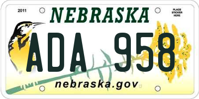 NE license plate ADA958