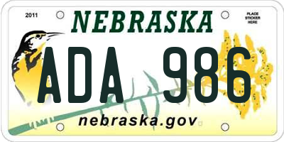 NE license plate ADA986