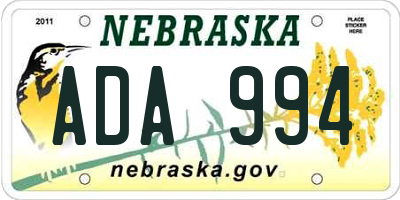 NE license plate ADA994