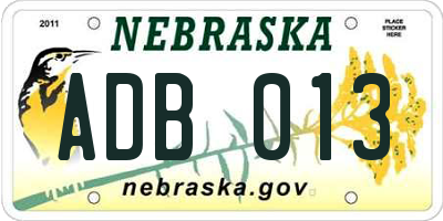 NE license plate ADB013