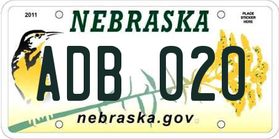 NE license plate ADB020