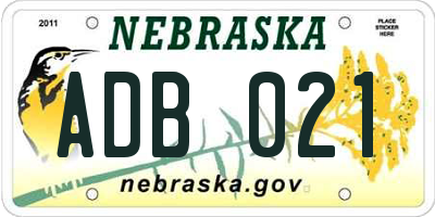 NE license plate ADB021