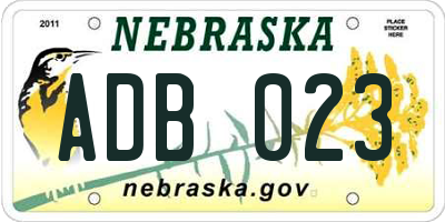 NE license plate ADB023
